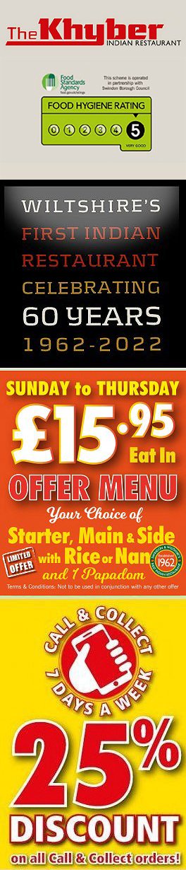 Eat In & Delivery Offers - The Khyber Indian Restaurant, Swindon, the first and finest in Wiltshire