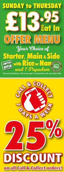 25% OFF CALL & COLLECT ORDERS - The Khyber Indian Restaurant, Swindon, the first and finest in Wiltshire